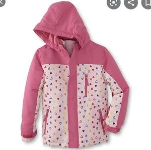 Girl's winter jacket coat system liner pink hearts